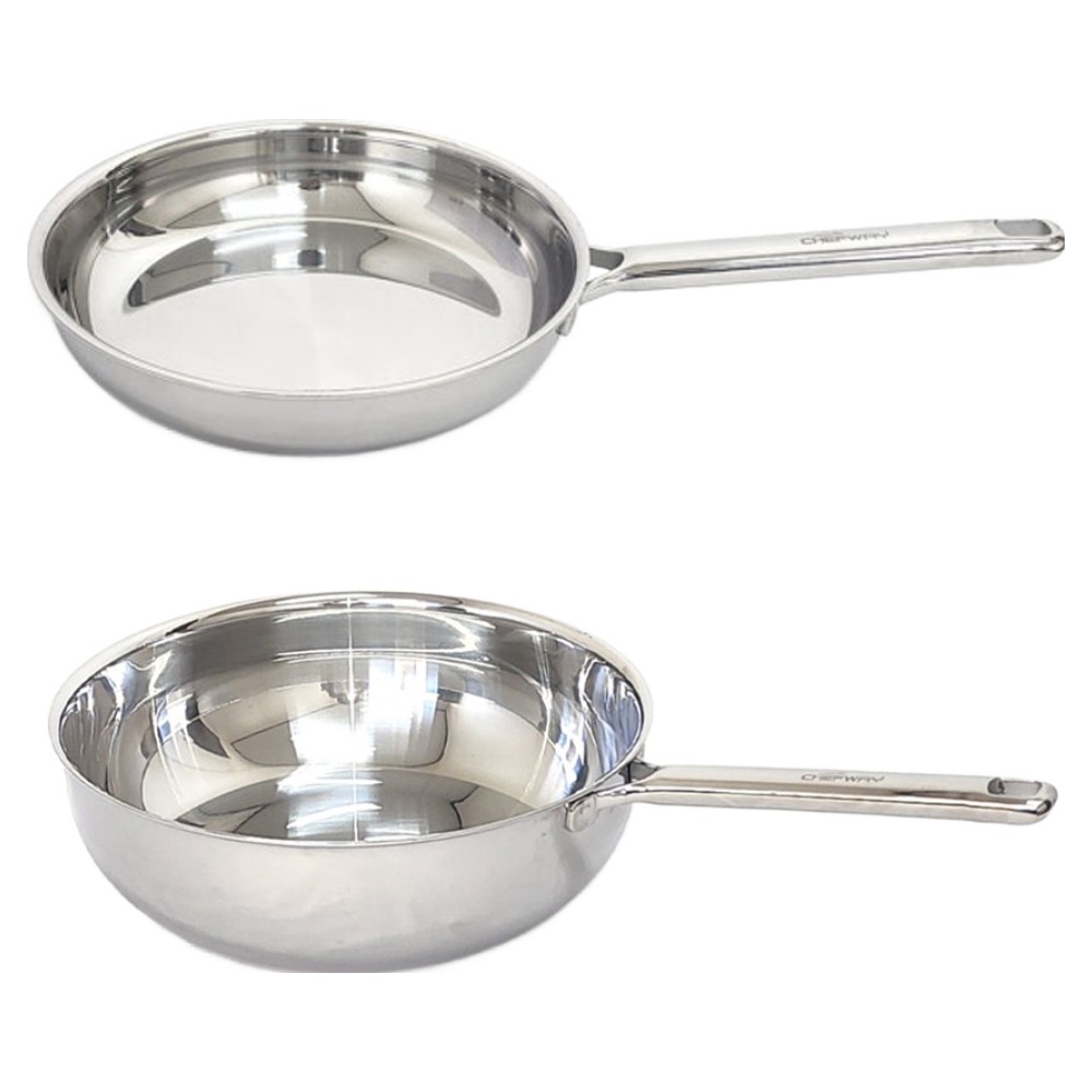 쉐프웨이 인덕션 무연마제 통5중 스테인레스 팬 세트 2개, 단일색상, 1세트, 후라이팬 28cm + 궁중팬 30cm