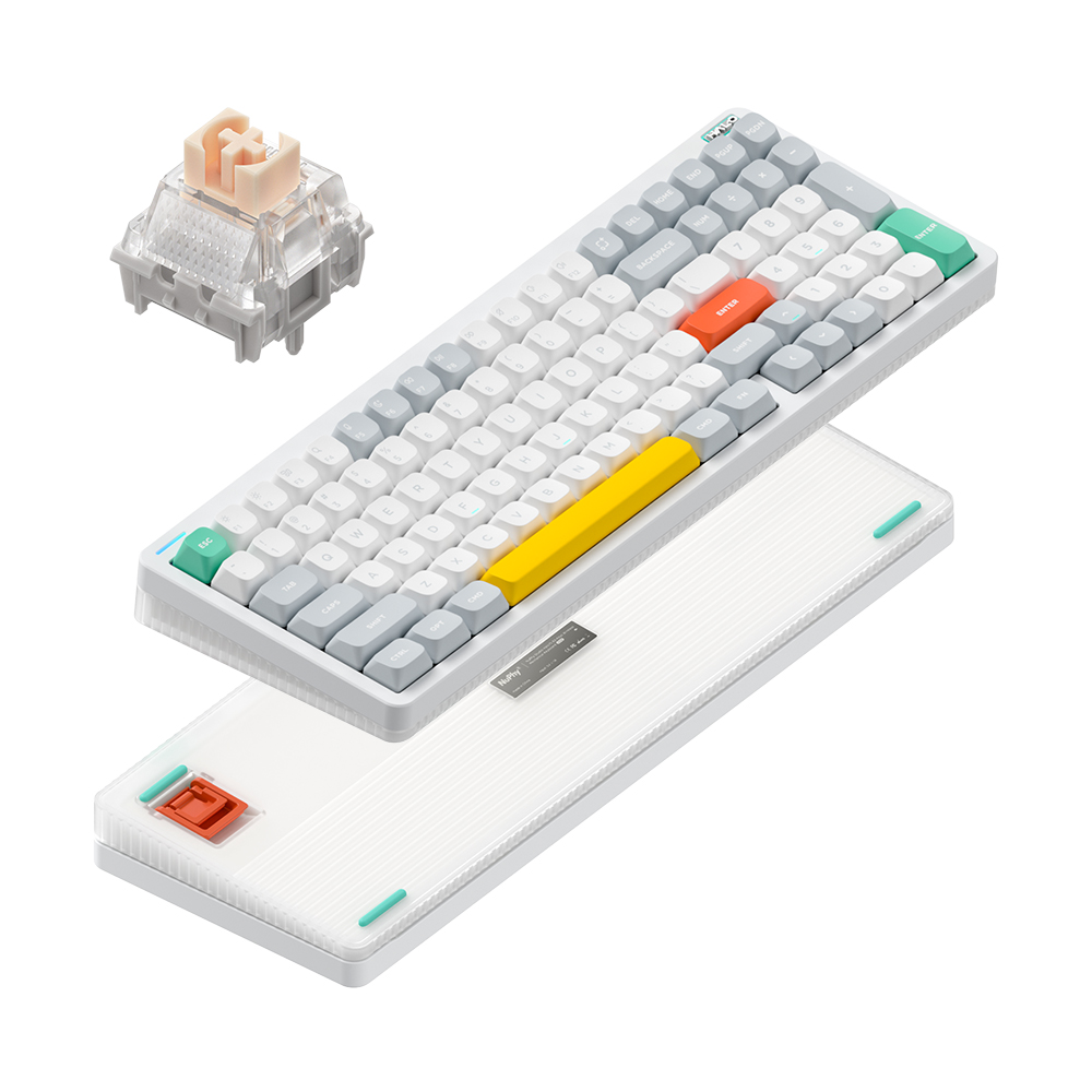 누피 저소음 블러시축 영문각인 블루투스 유무선 기계식 키보드, 아이오닉 화이트, Halo96 V2, 제조사축