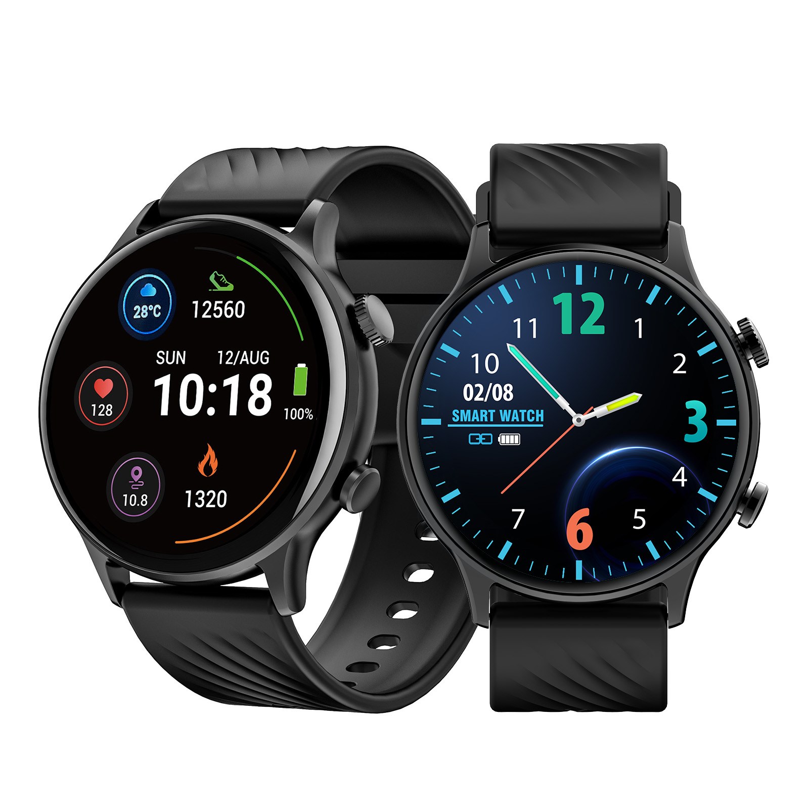 Seefer 통화가능 스포츠스마트워치 | 원형화면 방수 운동시계 | 심박수 혈중산소 100종이상 스포츠모드 활동량 메시지알림 블루투스 | 남녀공용 실리콘밴드 러닝등산용