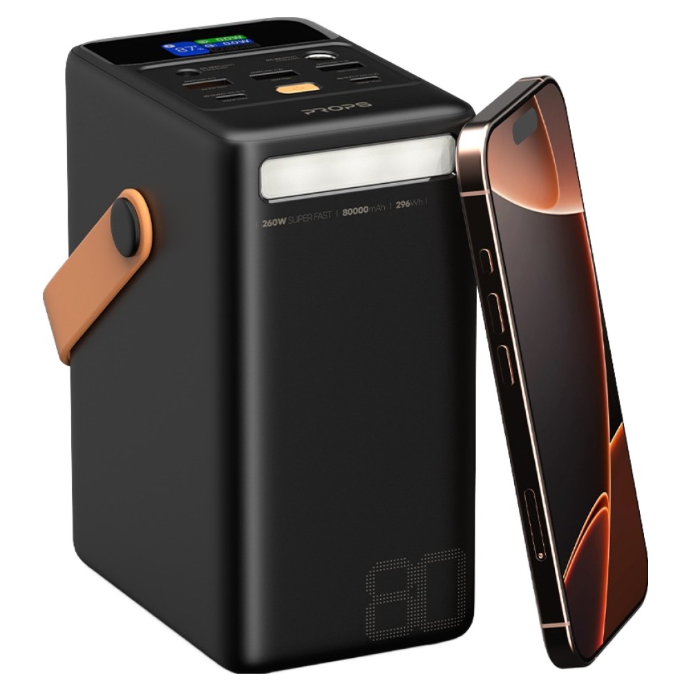프롭스 260W PPS 초고속 충전 보조배터리 80000mAh, 블랙, PFB110B80