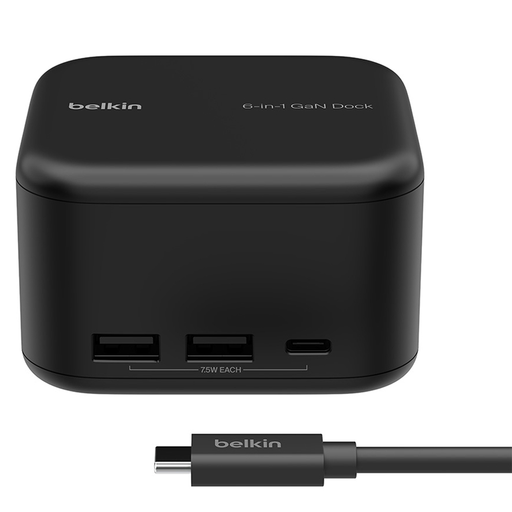 벨킨 USB C 6in1 코어 GaN 독 130W INC018qc, 블랙, 1개