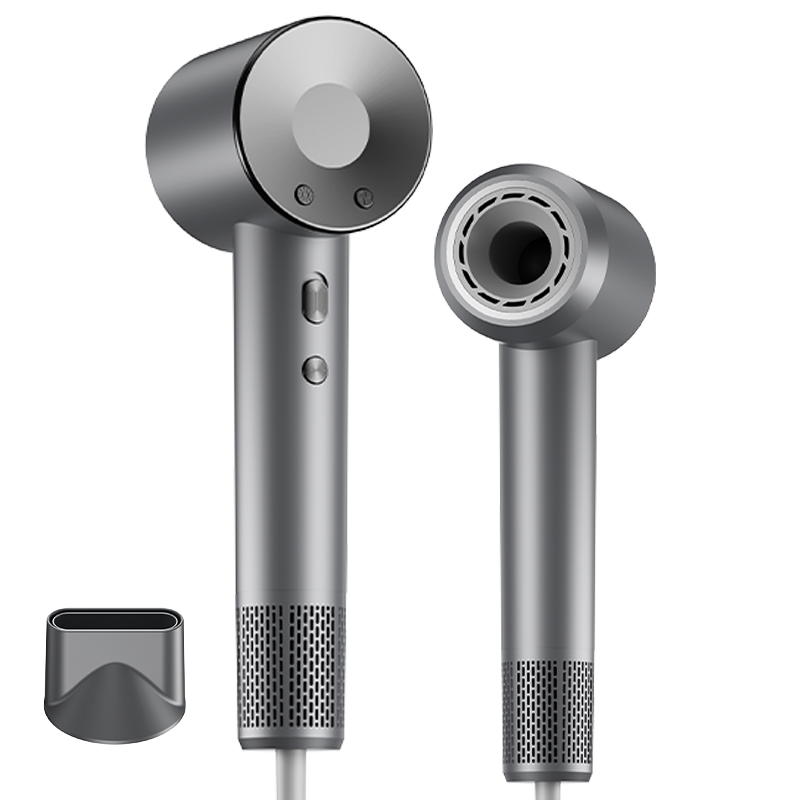 RichMagic 초고속 음이온 무엽 드라이어 12가지 모드 BLDC 가정용 드라이기 1600W+자기흡입노즐, 단일상품, 아이언 블랙