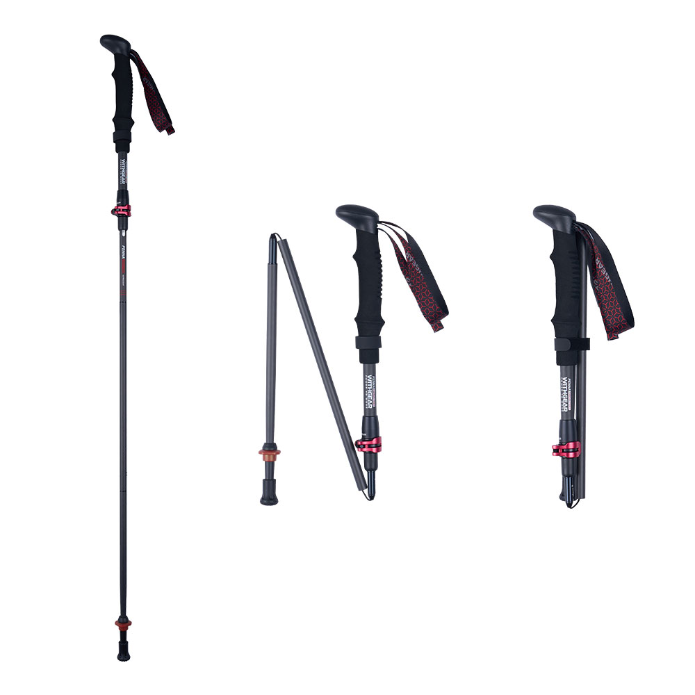 위드기어 페나 카본 등산스틱 (TPPZ1) 초경량 Z폴 국내 제작 (국산) 접이식 남성 여성 등산지팡이 트레킹폴 케이스 바스켓 등산 지팡이, 1세트, 레드