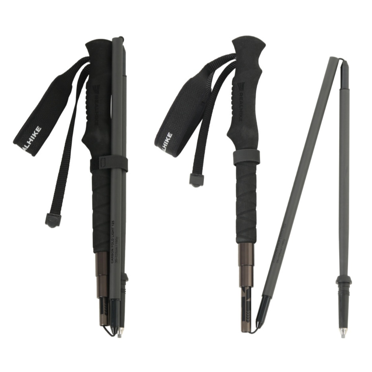 리얼하이크 카본폴드 라이트 125 국내제작 초경량 접이식 카본 트레킹폴 등산스틱, 1세트, 카본폴드라이트