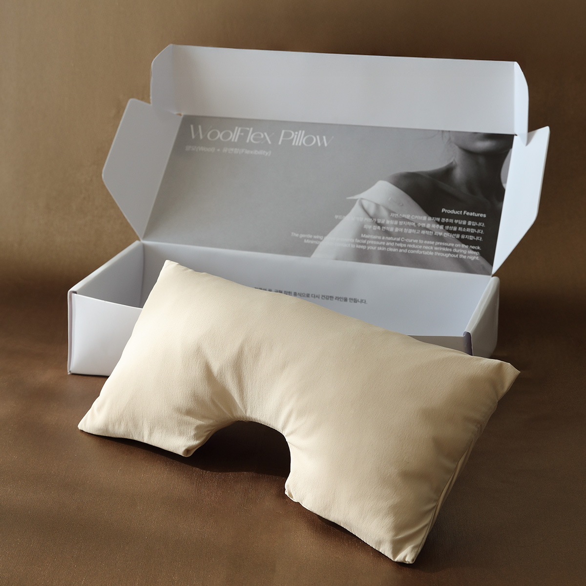 그린모먼트랩 목주름 케어 경추베개 울플렉스 양모 필로우 크림베이지