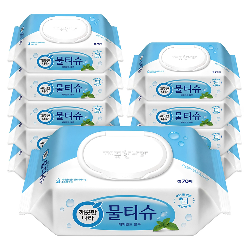 깨끗한나라 페퍼민트 물티슈 캡형